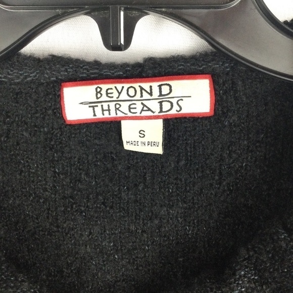 Beyond Threads Baby Alpaca Pima Cotton Blend Cardigan Sweater Black Small - Picture 5 of 7